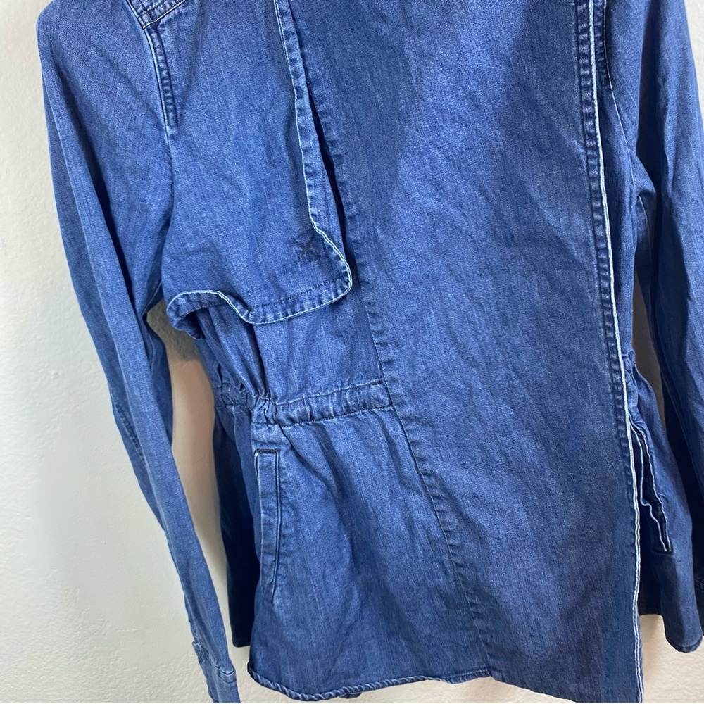 Urban Outfitters Silence + Noise Med Kirra Swing Chambray Denim Waterfall Jacket - Picture 3 of 7